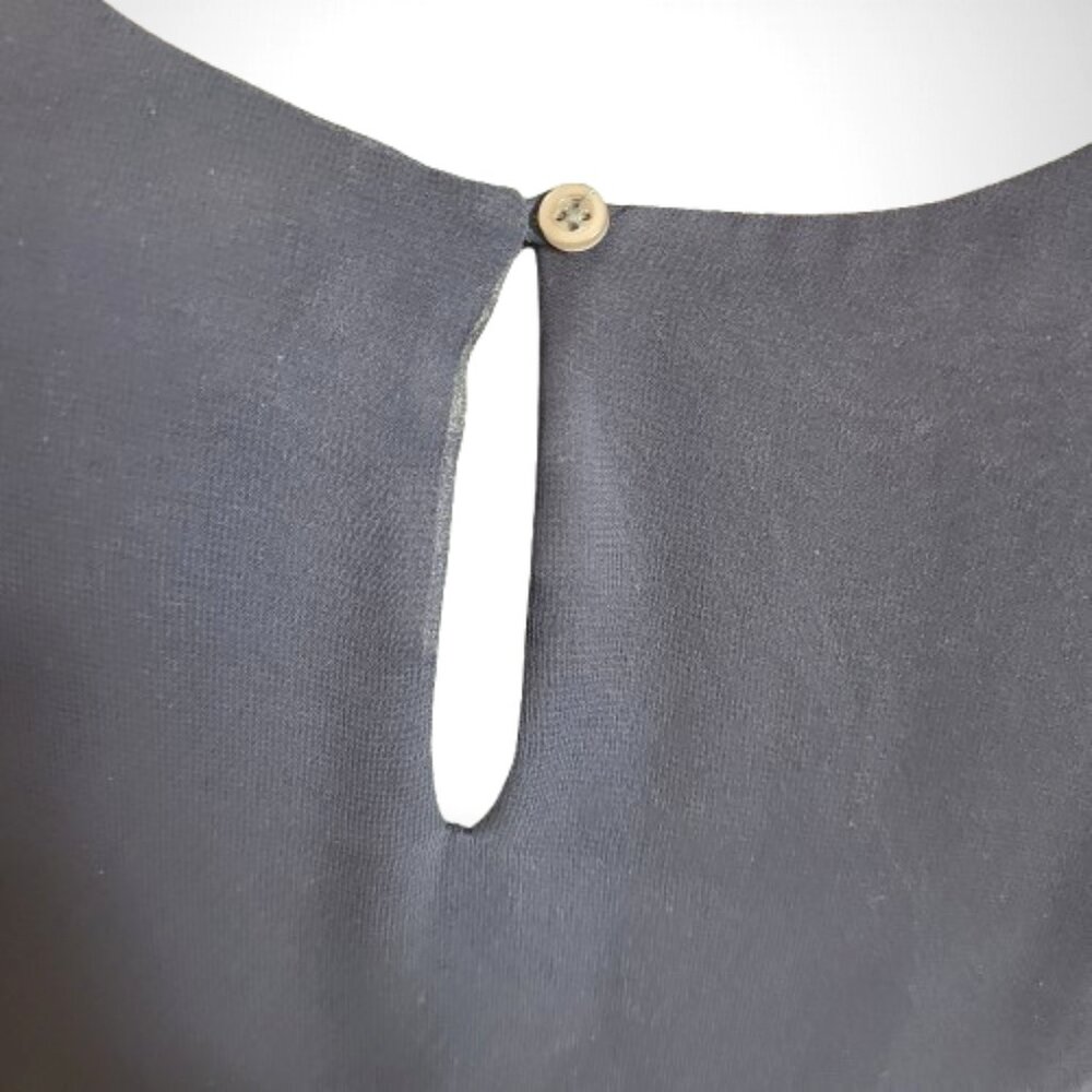 Abercrombie & Fitch Navy Chiffon Swing Shift Dress | Keyhole Back | Size M - Picture 4 of 6